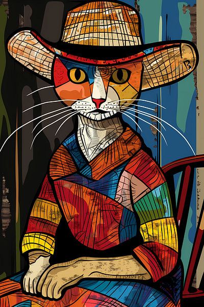 Cubist Cat in Vivid Colours by Imperial Art House