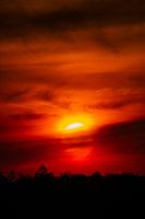 Dieprode zonsopgang met zonnebol