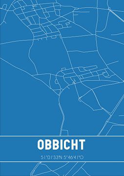 Blauwdruk | Landkaart | Obbicht (Limburg) van Stad & Wand