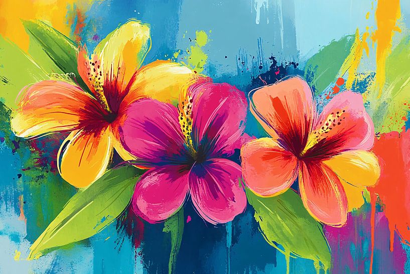 Fleurs tropicales colorées art par Imperial Art House