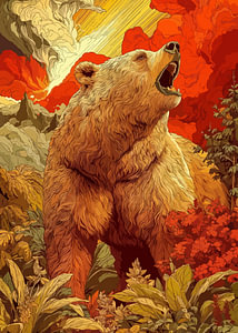 Brüllender Bär in Crimson Dawn
