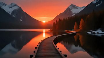 Abendrot über dem Steg