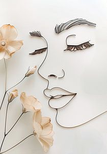 Schattenlinien und zarte Blumen