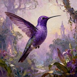 Les plus beaux oiseaux du monde - Sabre violet sur Johannas Art Creations