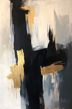 Abstract schilderij zwart goud van Imperial Art House