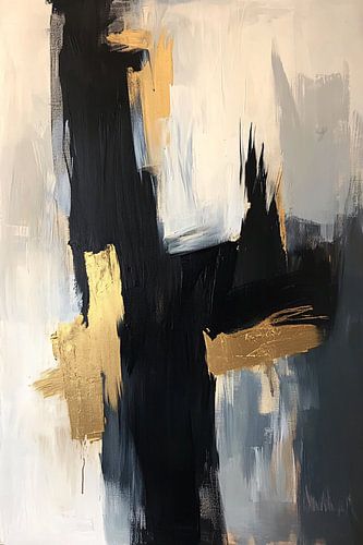 Abstract schilderij zwart goud