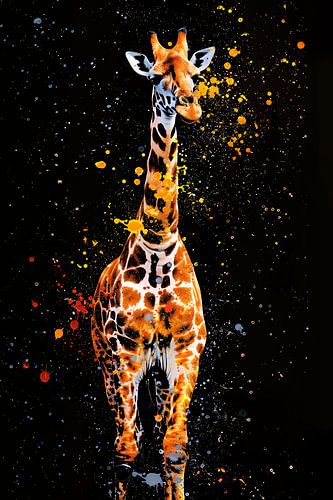 Giraffe Art op zwarte achtergrond van MNS Designs