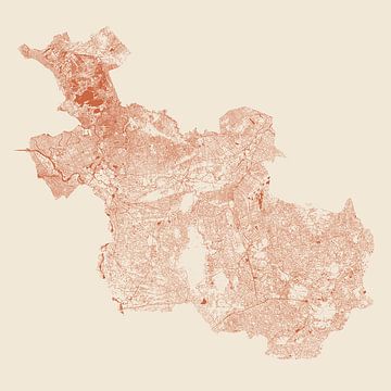 Carte de l'eau d'Overijssel en terre cuite sur Maps Are Art
