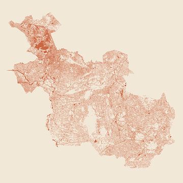 Water chart of Overijssel in terracotta style by Maps Are Art