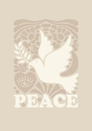 Graphic art Peace - Beige 2.0 - Wall gallery - Japandi - Abstract