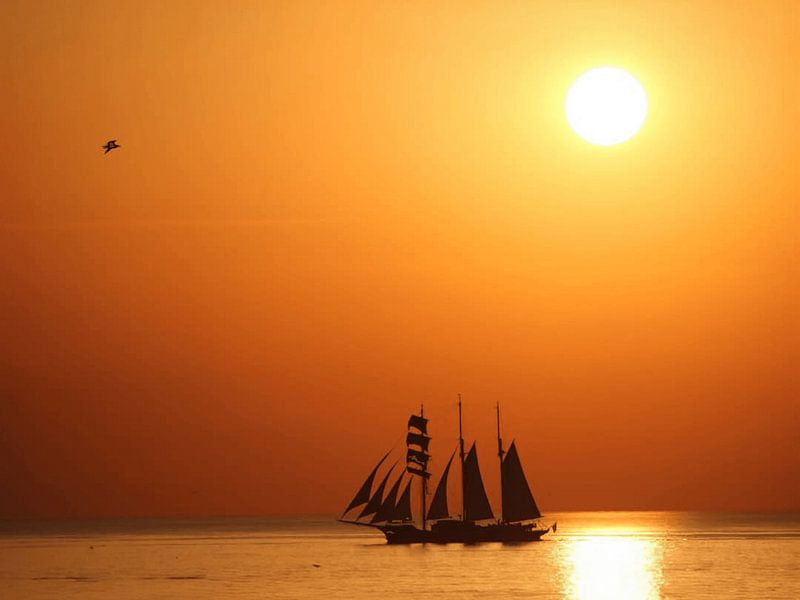 Sailboat on the horizon by On Your Wall