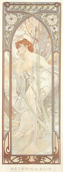Moments de la journée : Contemplation du soir - Peinture Art Nouveau Mucha Art Nouveau par Alphonse Mucha