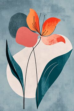 Bloeiende elegantie - Abstracte bloemencompositie van Poster Art Shop