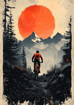 De zwaartekracht trotseren: Moedige sprong van een mountainbiker