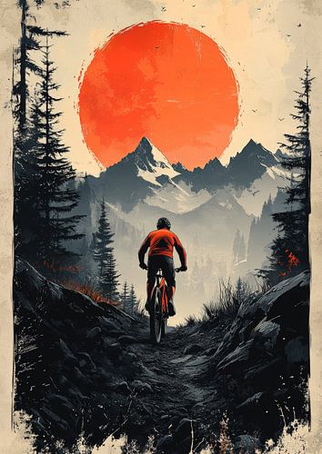 De zwaartekracht trotseren: Moedige sprong van een mountainbiker