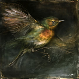 Vögelchen in Ölfarbe von Gelissen Artworks
