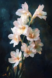 Magical White Flowers in oil painting style by Thea