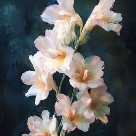 Magische Witte Bloemen in olieverf stijl van Thea