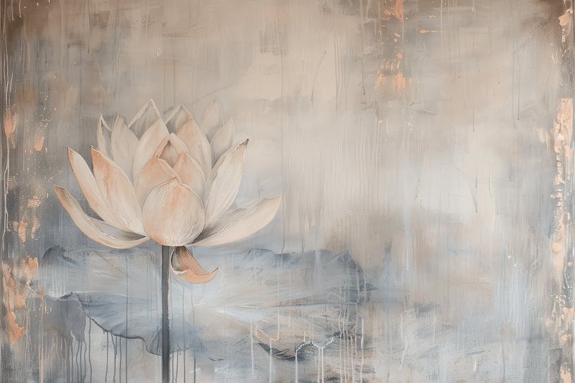Lotus flower in pastel colours by Japandi Art Studio