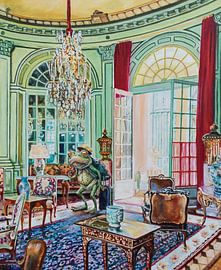 Mathieu, en voyage, arrive dans un château français. sur Janny Schilderink......Atelier "de Tuute "