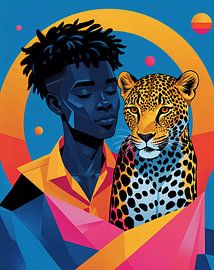 Un Africain avec un léopard sur Liona Toussaint