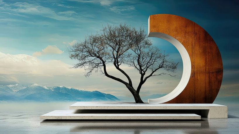 Baum der Zeit im kosmischen Bogen von Klaus Tesching - Art-AI