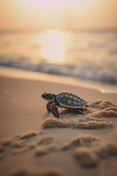 Baby turtle on the beach by drdigitaldesign