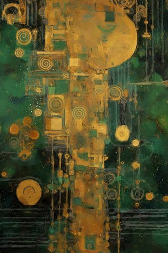 Green Patterns and Gold Accents