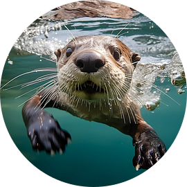 Zwemmende otter van Heike Hultsch