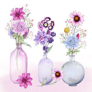 Flowers in vases by Geertje Burgers