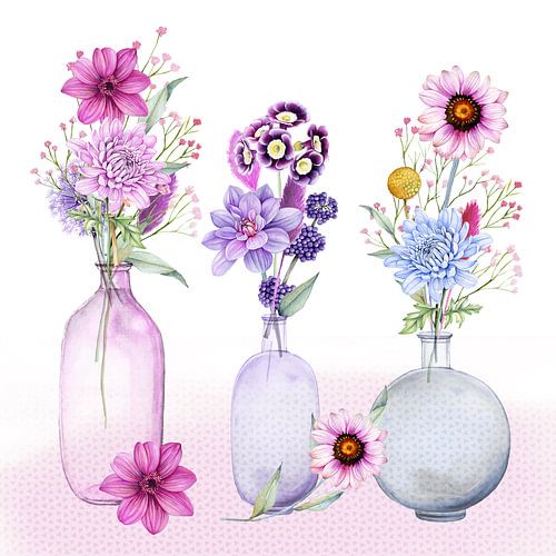 Fleurs dans des vases