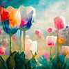 PRINTEMPS : Des tulipes baignées d'une lumière printanière envoûtante, dans un style aquarelle tout en douceur sur Studio Pieternel