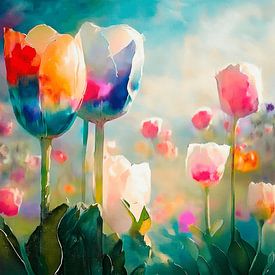 FRÜHLING: Tulpen im verträumten Frühlingslicht im sanften Aquarell-Look von Studio Pieternel