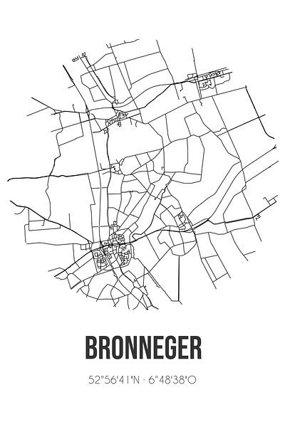 Bronneger (Drenthe) | Map | Black and white by Prints of Place