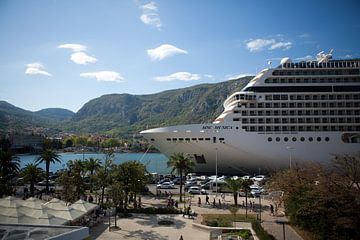 Cruiseschip in de haven van Kotor van t.ART