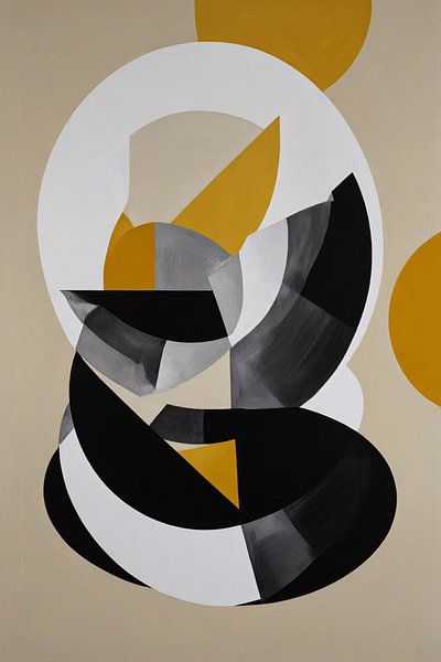 Abstract Geometrisch Spel in Zwart, Wit, Geel van Art & Soul Creations