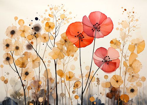 Abstracte Bloemen Schilderij