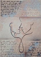 Lovers line art modern beige rosé letters