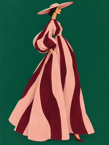 Burgundy Petals across Emerald Green