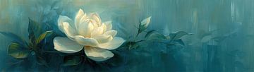 Lotusbloem Schilderij | Lotus Whispers van Kunst Kriebels