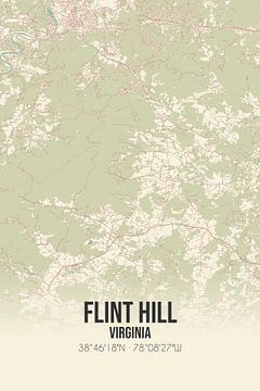 Carte ancienne de Flint Hill (Virginie), USA. sur Rezona