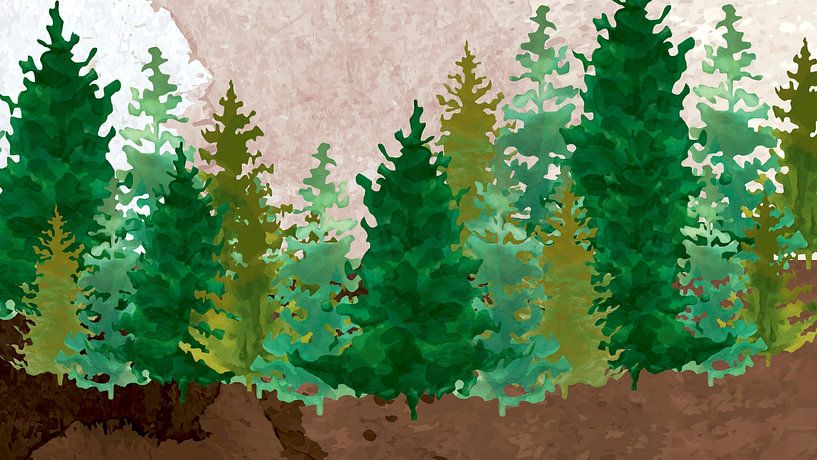 Watercolor forest by Mad Dog Art