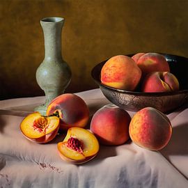 Peaches and vase in harmony by KijkKunst