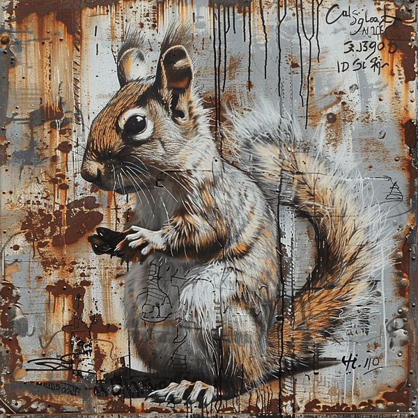 Graffiti squirrel rust metal urban detailed natural by gm_designs