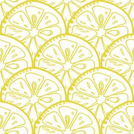 Yellow lemons on white. Retro style illustration. by Dina Dankers