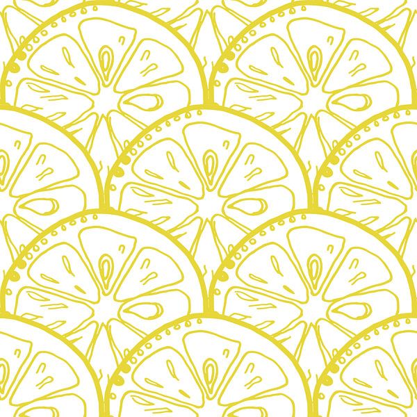 Gele citroenen op wit. Retro stijlillustratie. van Dina Dankers
