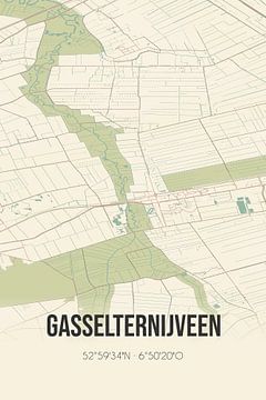 Carte ancienne de Gasselternijveen (Drenthe) sur Rezona