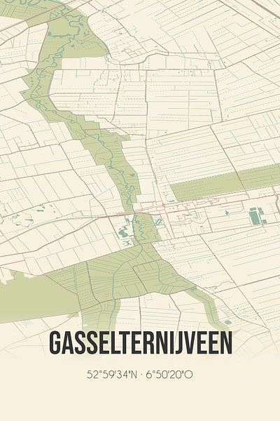 Carte ancienne de Gasselternijveen (Drenthe) par Affiches de lieux