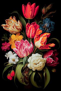 Tulips golden age still life by Richard Rijsdijk