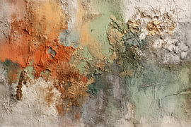 „Erdige Glut“ – Elegantes Gemälde in Grün und Rostrot von Joriali Abstrakte Kunst